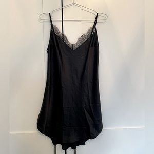 NWT Victoria’s Secret black lace silk teddy slip, size medium